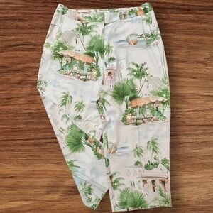 TOMMY BAHAMA 100% Silk Tropical Island Capris Pants Womens size: Small